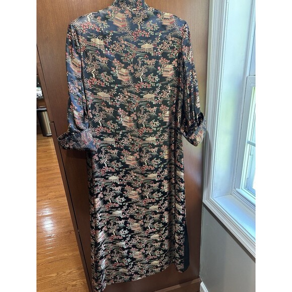 Vintage Peony Shanghai Brocade Dress Robe Size 38 Qipao, Cheongsam Dress - Picture 2 of 16